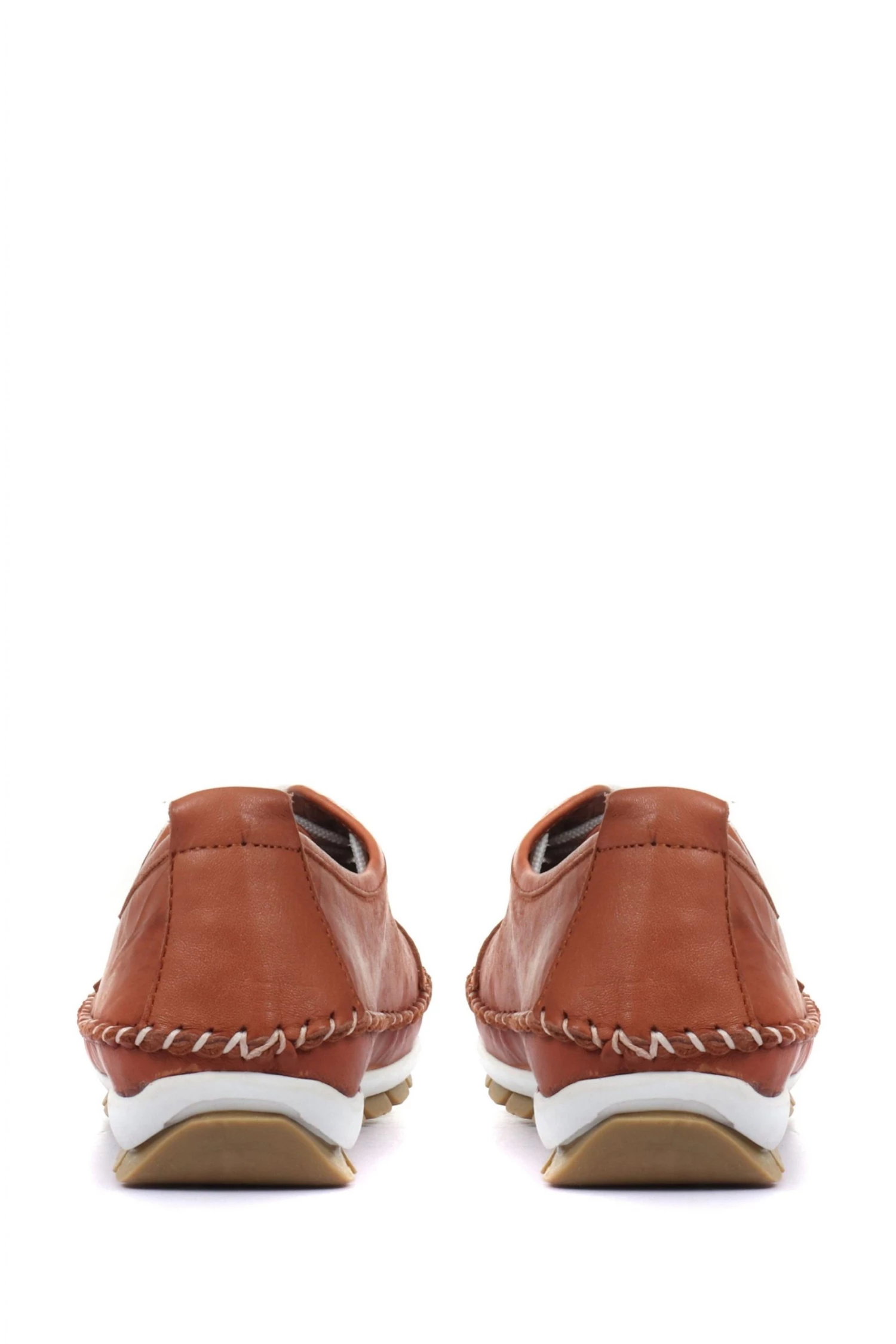 Pavers Tan Ladies Leather Lace-Up Natural Trainers 3 Pavers Tan Ladies Leather Lace-Up Natural Trainers - Image 3