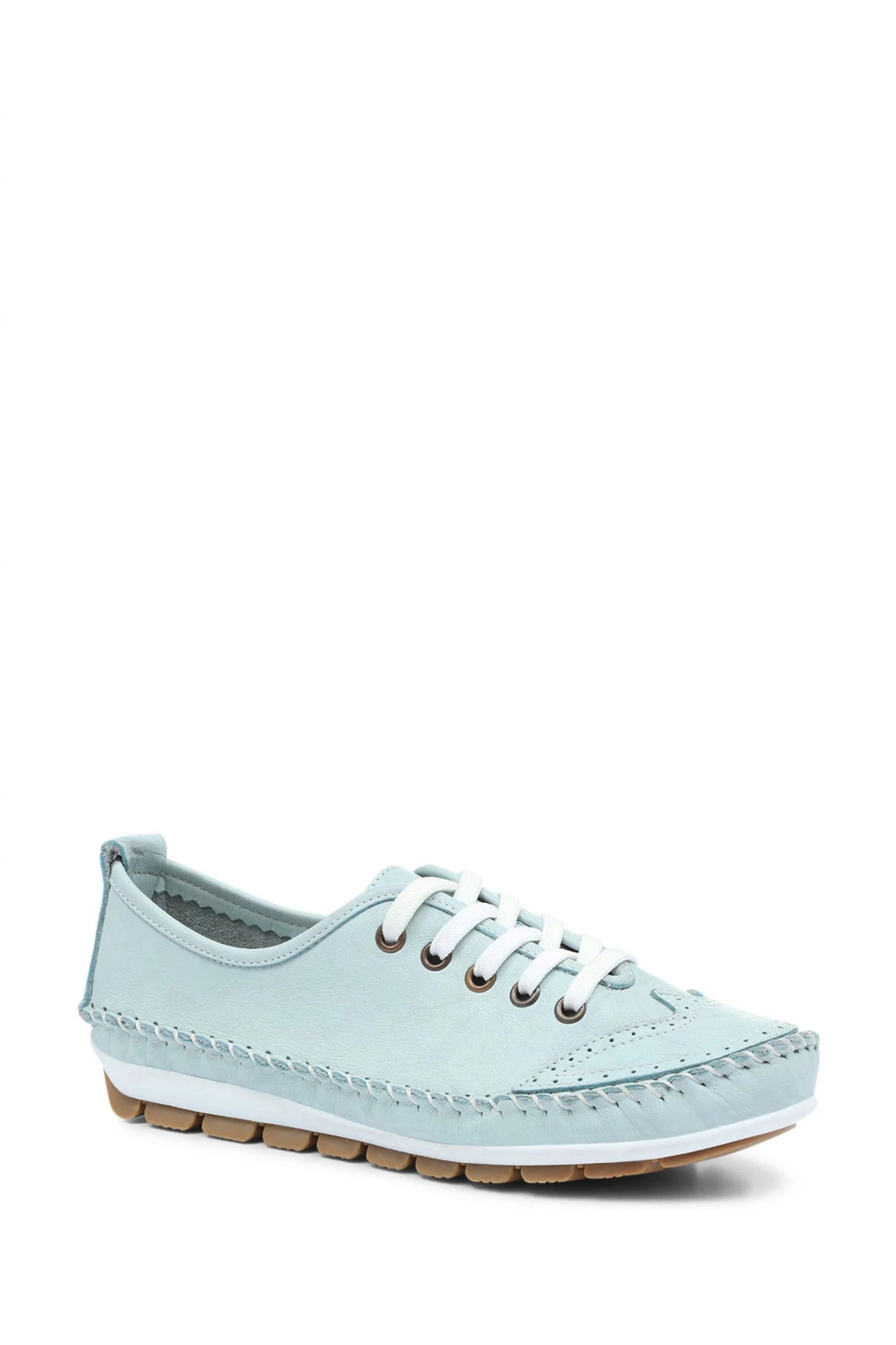 Pavers Blue Wide Fit Leather Lace-Up Trainers 2 Pavers Blue Wide Fit Leather Lace-Up Trainers - Image 2