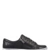 Pavers Ladies Black Leather Low-Cut Trainers