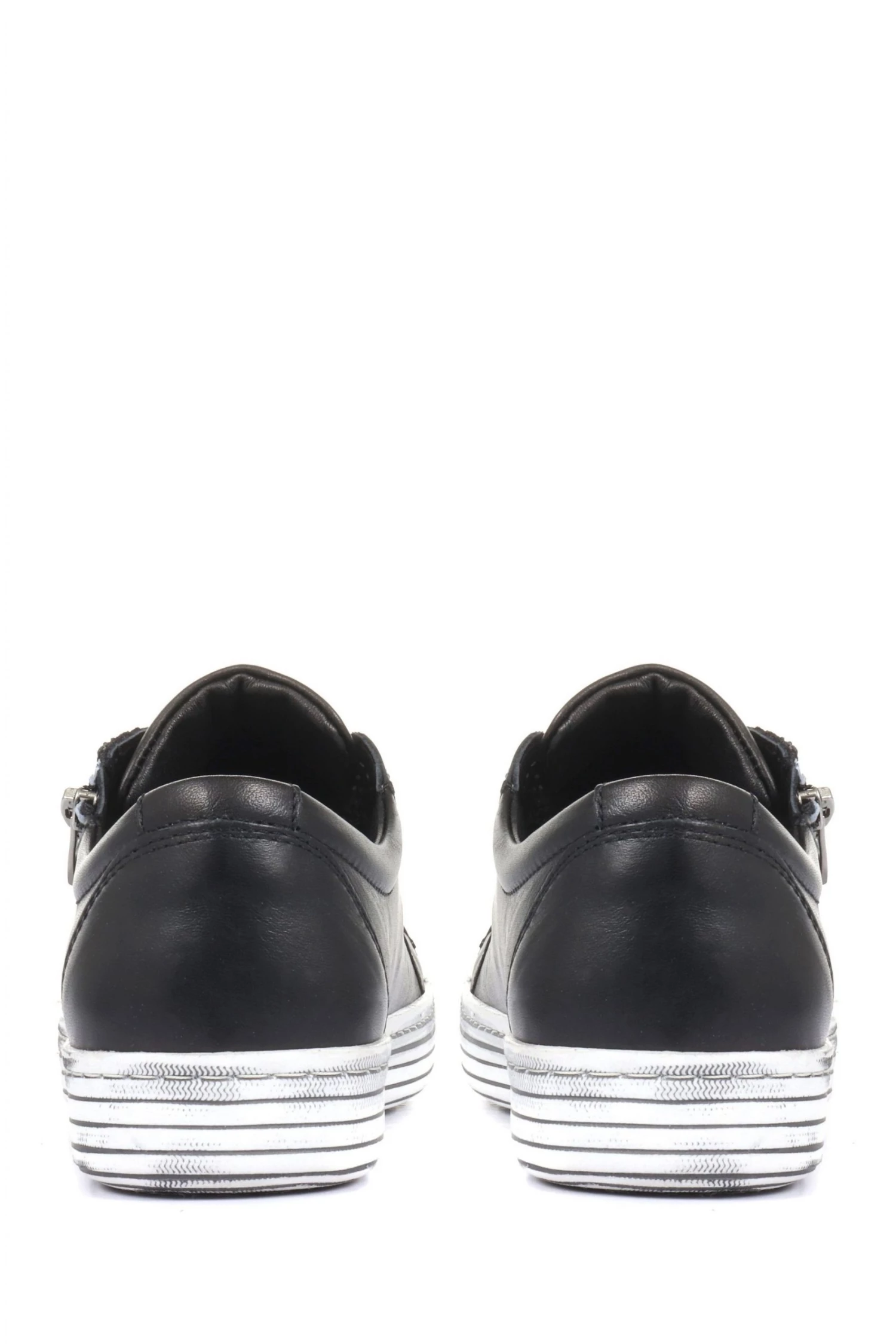 Pavers Ladies Black Leather Low-Cut Trainers 3 Pavers Ladies Black Leather Low-Cut Trainers - Image 3