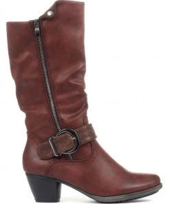 Pavers Brown Bordeaux Lightweight Calf Boots With Buckle