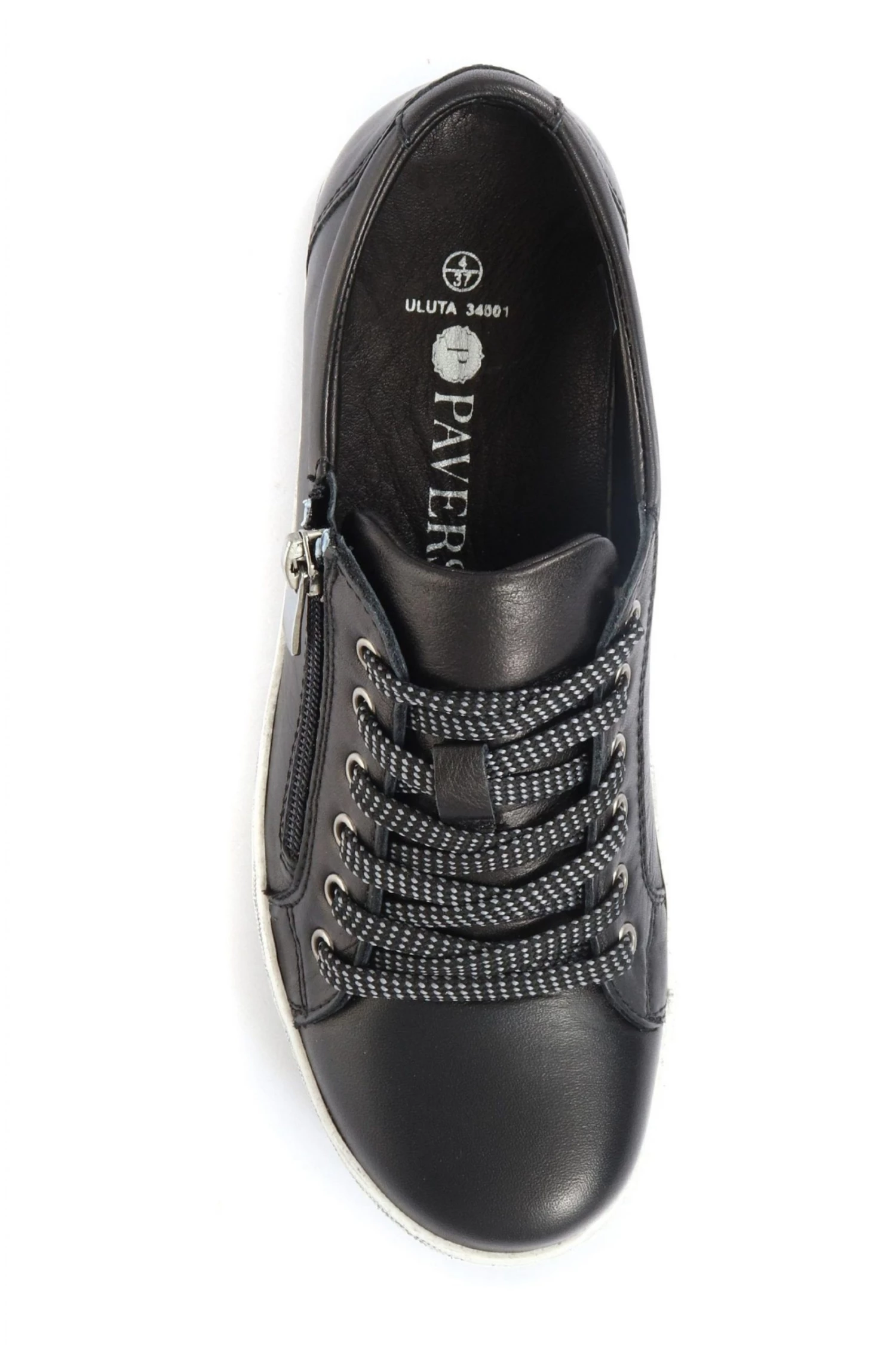 Pavers Ladies Black Leather Low-Cut Trainers 4 Pavers Ladies Black Leather Low-Cut Trainers - Image 4