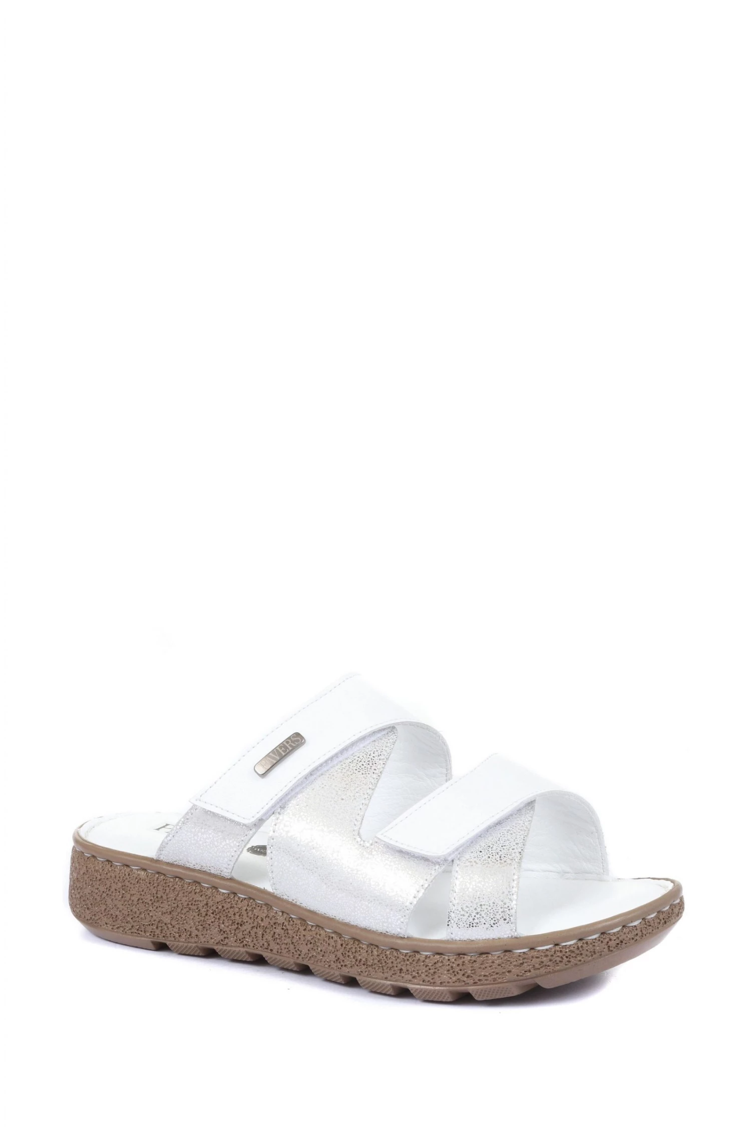 Pavers Ladies White Extra Wide Fit Leather Mule Sandals 2 Pavers Ladies White Extra Wide Fit Leather Mule Sandals - Image 2