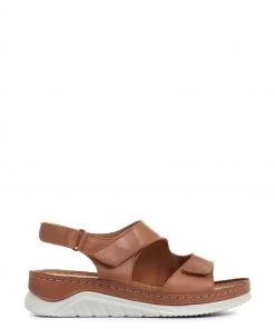 Pavers Brown Fully Adjustable Leather Sandals