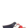 Pavers Blue Wide Fit Wedge Mule Sandals