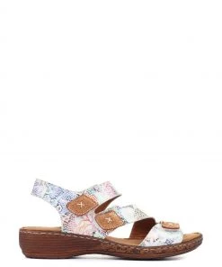 Pavers White Fully Adjustable Ladies Leather Sandals