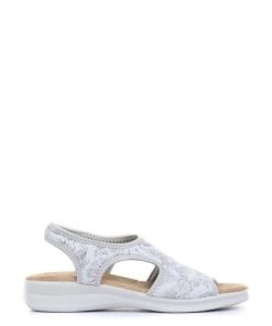 Pavers White Floral Ladies Stretch Fit Sandals