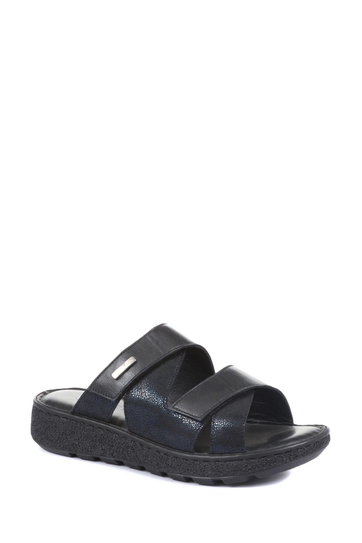 Pavers Extra Wide Fit Ladies Black Leather Mule Sandals 2 Pavers Extra Wide Fit Ladies Black Leather Mule Sandals - Image 2