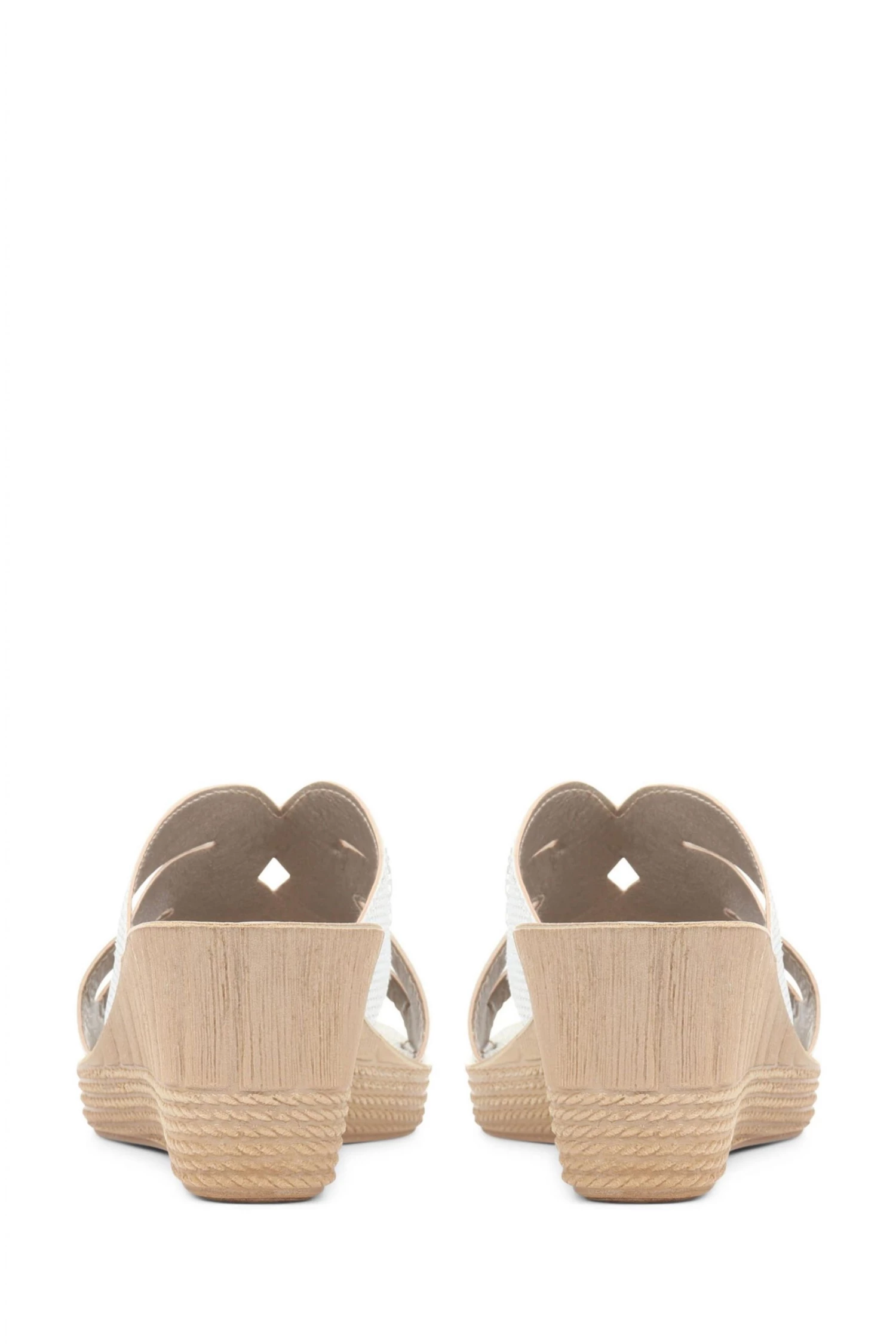 Pavers Ladies White Embellished Wedge Heel Sandals 3 Pavers Ladies White Embellished Wedge Heel Sandals - Image 3