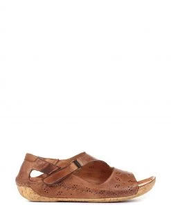 Pavers Brown Ladies Leather Flat Sandals