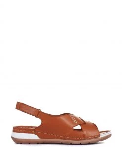 Pavers Brown Leather Slingback Sandals