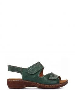 Pavers Ladies Green Dual Fitting Leather Sandals