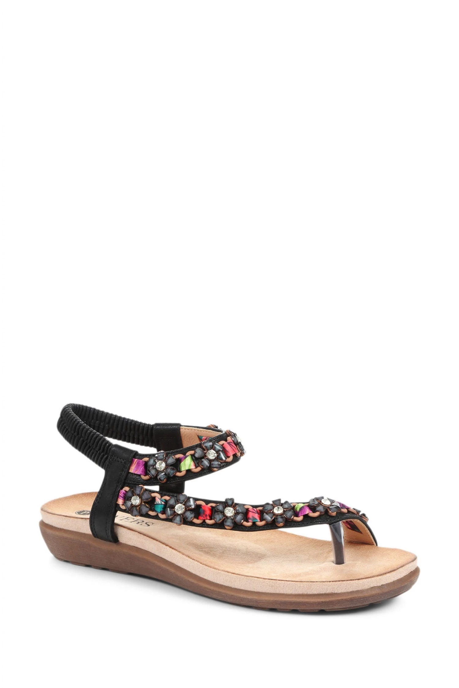 Pavers Black Ladies Embellished Toe-Post Sandals 2 Pavers Black Ladies Embellished Toe-Post Sandals - Image 2