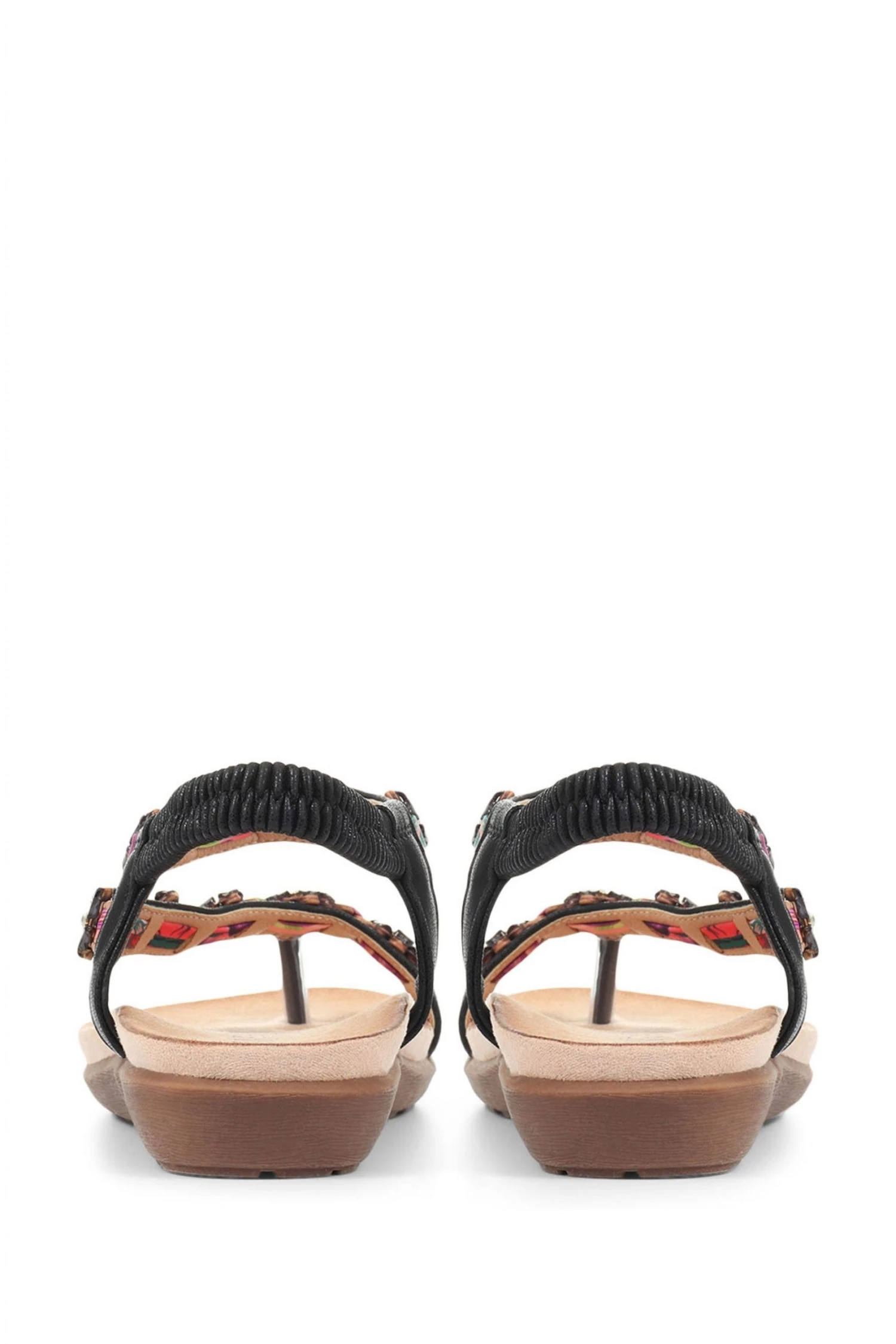 Pavers Black Ladies Embellished Toe-Post Sandals 4 Pavers Black Ladies Embellished Toe-Post Sandals - Image 4