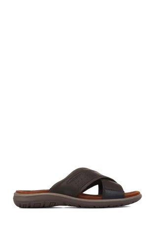 Pavers Brown Men's Leather Mule Sandals 6 Pavers Brown Men's Leather Mule Sandals - Image 6