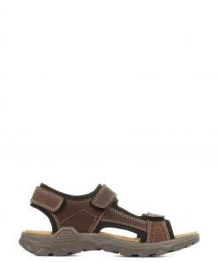Pavers Brown Adjustable Leather Walking Sandals