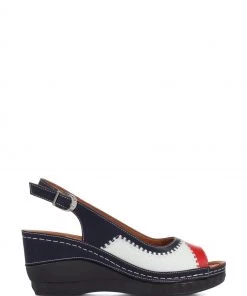 Pavers Blue Wide Fit Wedge Sandals