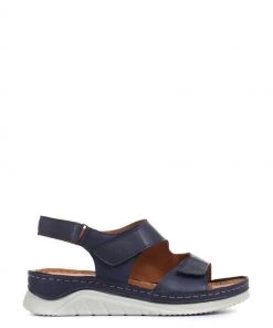 Pavers Blue Ladies Fully Adjustable Leather Sandals