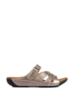 Pavers Metallic Platinum Ladies Touch-Fasten Mules