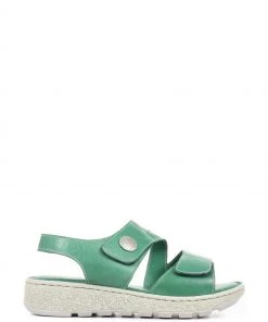 Pavers Ladies Green Extra Wide EE+ Leather Sandals
