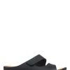 Pavers Black Wide Fit Adjustable Leather Mules