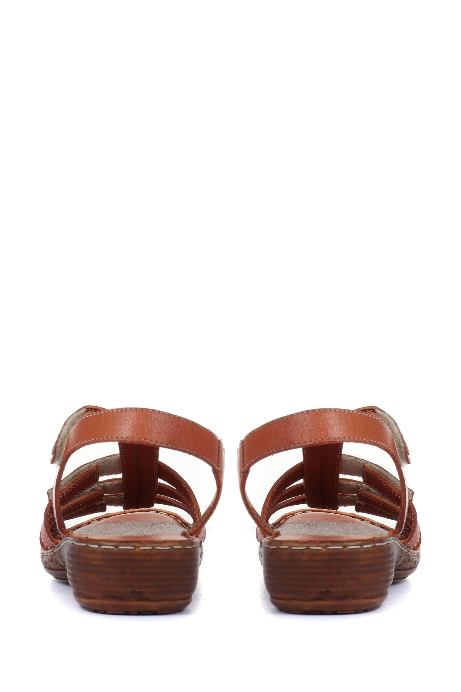 Pavers Tan Brown Leather T-Bar Sandals 2 Pavers Tan Brown Leather T-Bar Sandals - Image 2