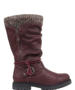 Pavers Womens Red Wide Fit Casual Mid Calf Boots