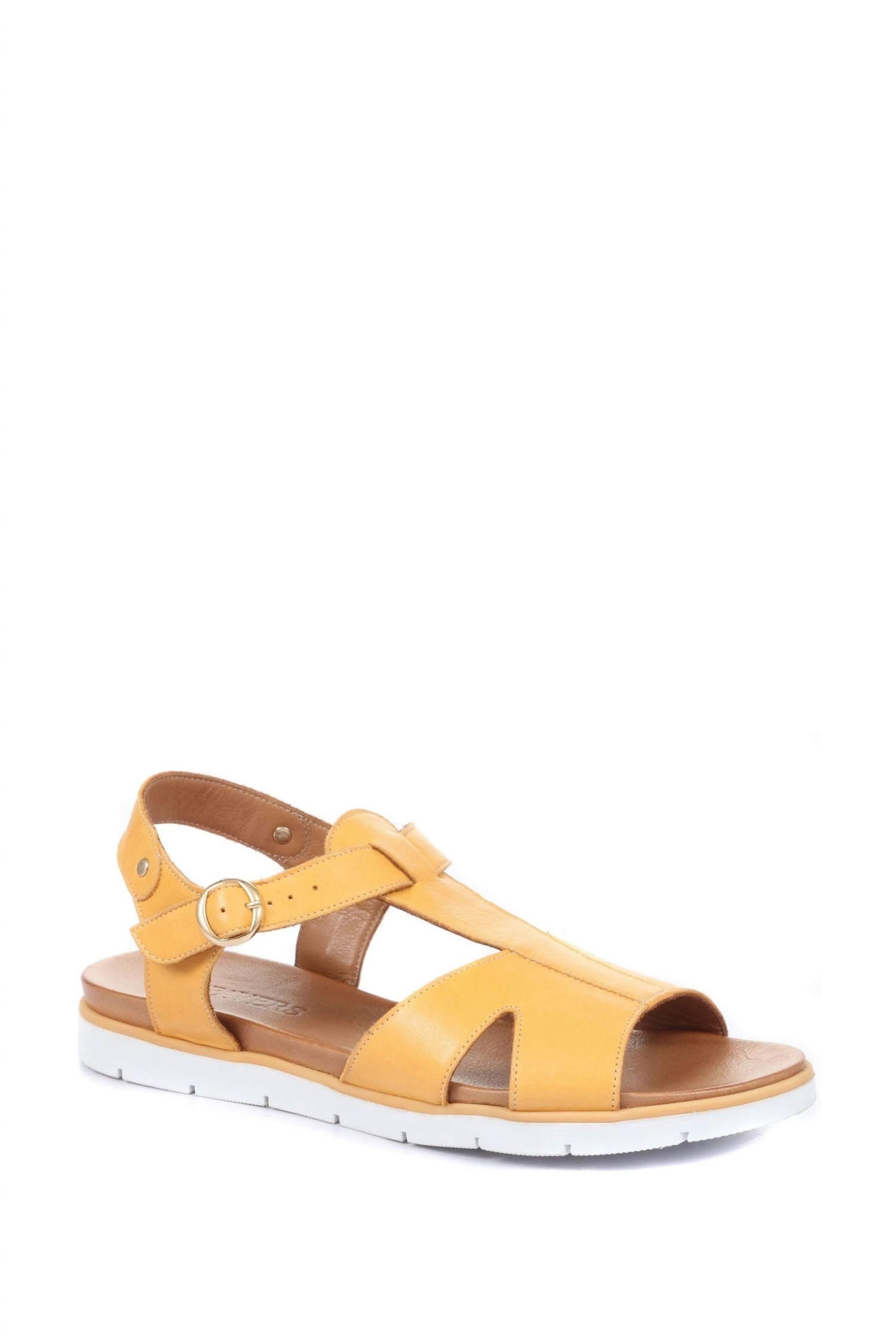 Pavers Yellow Wide Fit Leather T-Bar Sandals 2 Pavers Yellow Wide Fit Leather T-Bar Sandals - Image 2