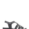 Pavers Ladies Black Leather T-Bar Sandals