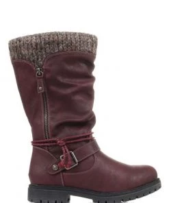 Pavers Womens Red Wide Fit Casual Mid Calf Boots -Pavers Sales Shop unnamed file 155