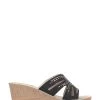 Pavers Ladies Black Embellished Wedge Heel Sandals