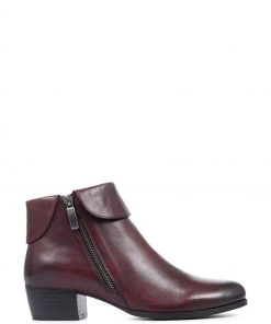 Pavers Brown Bordeaux Leather Ladies Ankle Boots