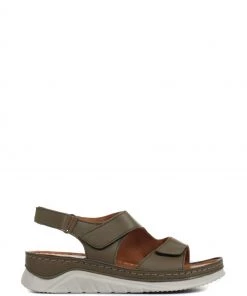 Pavers Green Fully Adjustable Leather Sandals