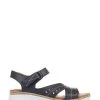 Pavers Blue Ladies Leather Touch Fasten Cut Out Sandals