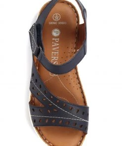 Pavers Blue Ladies Leather Touch Fasten Cut Out Sandals -Pavers Sales Shop unnamed file 1608 scaled
