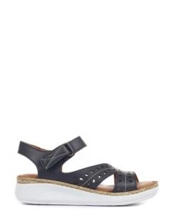 Pavers Blue Ladies Leather Touch Fasten Cut Out Sandals -Pavers Sales Shop unnamed file 1610