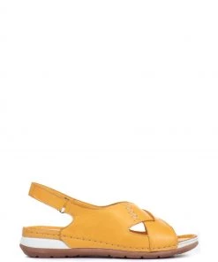 Pavers Yellow Leather Slingback Sandals