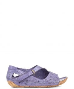 Pavers Purple Leather Flat Sandals