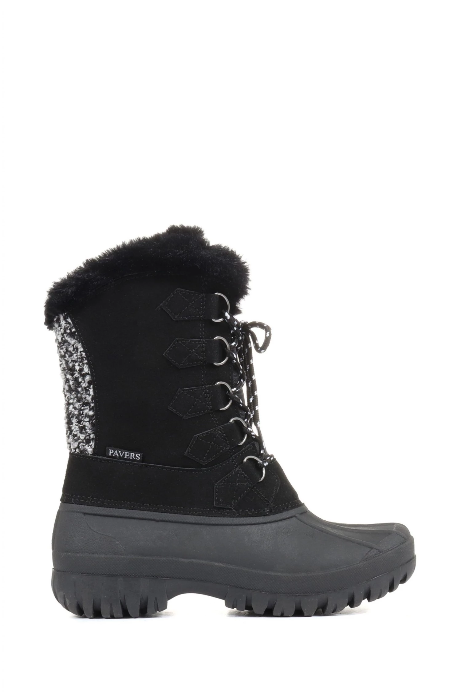 Pavers Ladies Black Lace Up Snow Boots 1 Pavers Ladies Black Lace Up Snow Boots