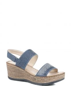 Pavers Blue Lightweight Wedge Sandals