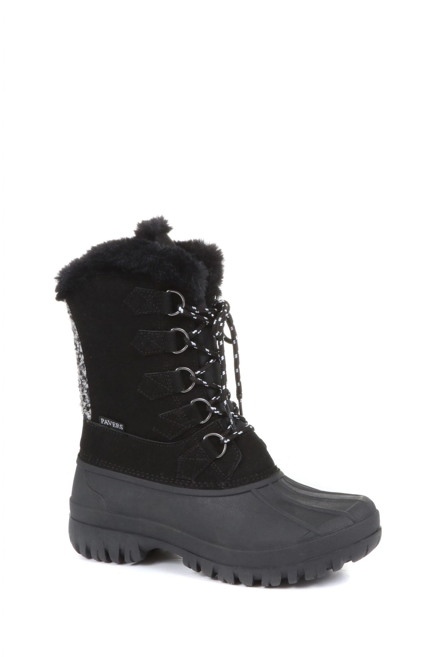 Pavers Ladies Black Lace Up Snow Boots 2 Pavers Ladies Black Lace Up Snow Boots - Image 2