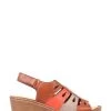 Pavers Tan Brown Leather Wedge Sandals