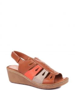 Pavers Tan Brown Leather Wedge Sandals -Pavers Sales Shop unnamed file 1720 scaled