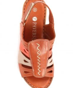 Pavers Tan Brown Leather Wedge Sandals -Pavers Sales Shop unnamed file 1721 scaled