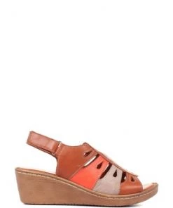 Pavers Tan Brown Leather Wedge Sandals -Pavers Sales Shop unnamed file 1723