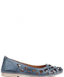 Pavers Blue Denim Ladies Cut Out Leather Ballerina Pumps -Pavers Sales Shop unnamed file 1747