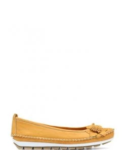 Pavers Yellow Mustard Ladies Wide Fit Casual Leather Flat Pumps -Pavers Sales Shop unnamed file 1765