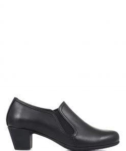 Pavers Black Ladies Leather Heeled Trouser Shoes