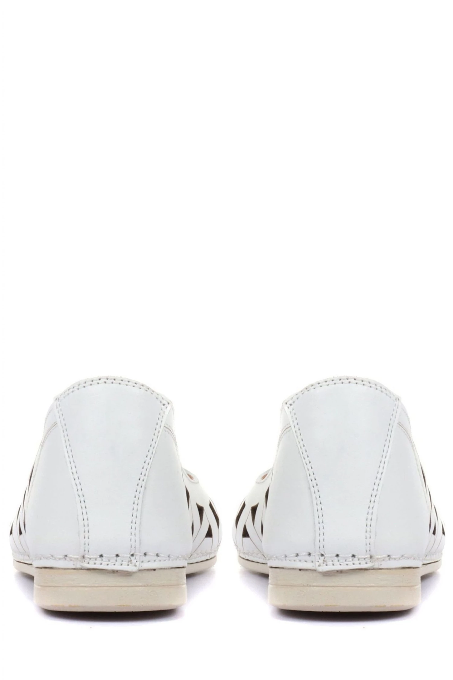 Pavers Ladies White Cut Out Leather Ballerina Pumps 3 Pavers Ladies White Cut Out Leather Ballerina Pumps - Image 3