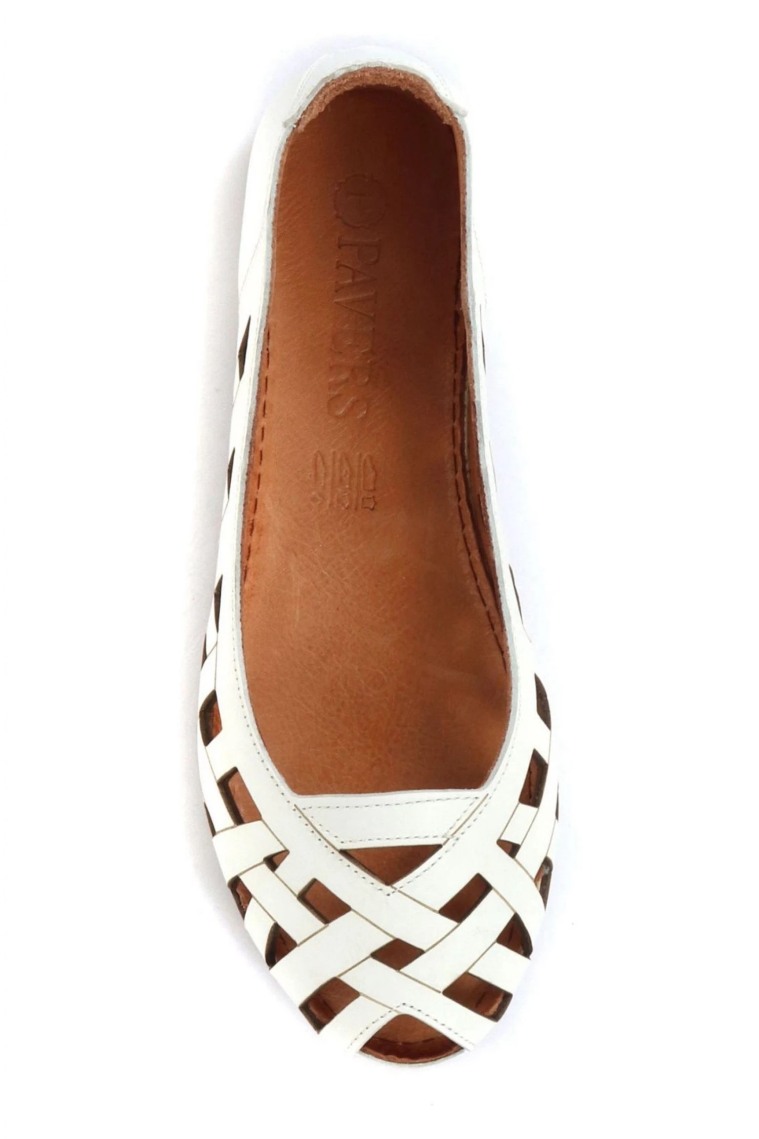 Pavers Ladies White Cut Out Leather Ballerina Pumps 4 Pavers Ladies White Cut Out Leather Ballerina Pumps - Image 4